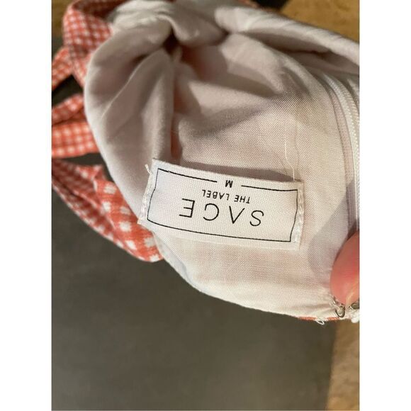 SAGE the label red and white plaid mini dress tie straps size M - Picture 3 of 5